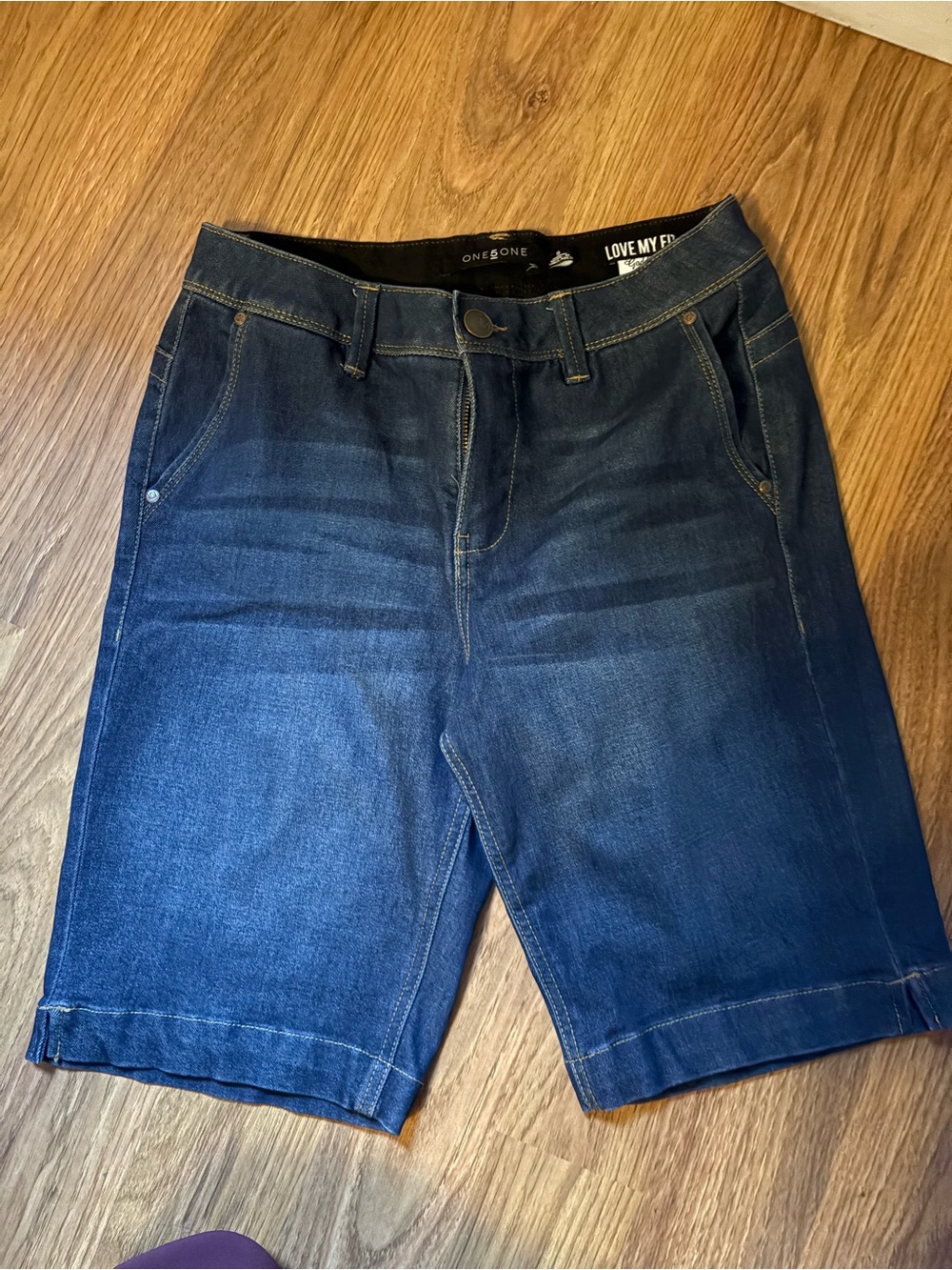 one 5 one Dark Blue Denim Bermuda Shorts